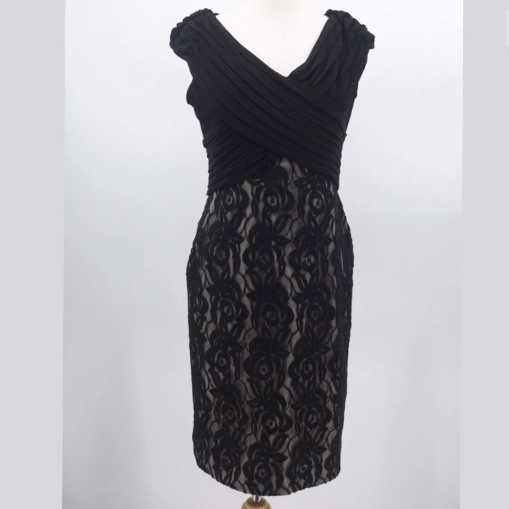 Adrianna Papell Cocktail Dress Black Lace